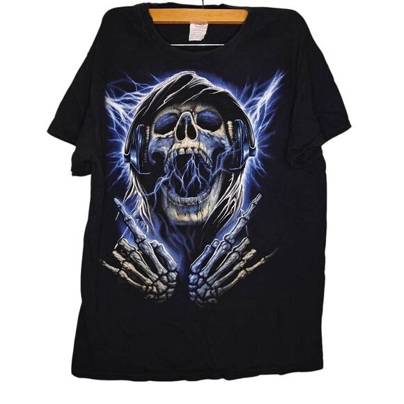 Vintage Grunge Goth Punkrock Skull Graphic Tee - Picture 1 of 4